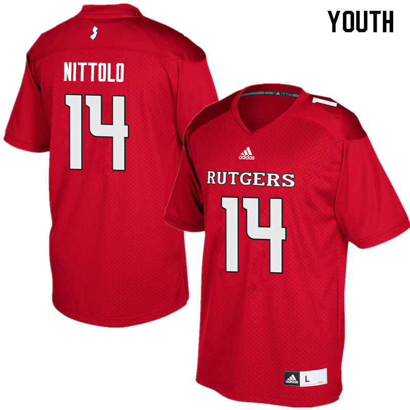 Youth #14 Rob Nittolo Rutgers Scarlet Knights College Football Jerseys Sale-Red - Click Image to Close